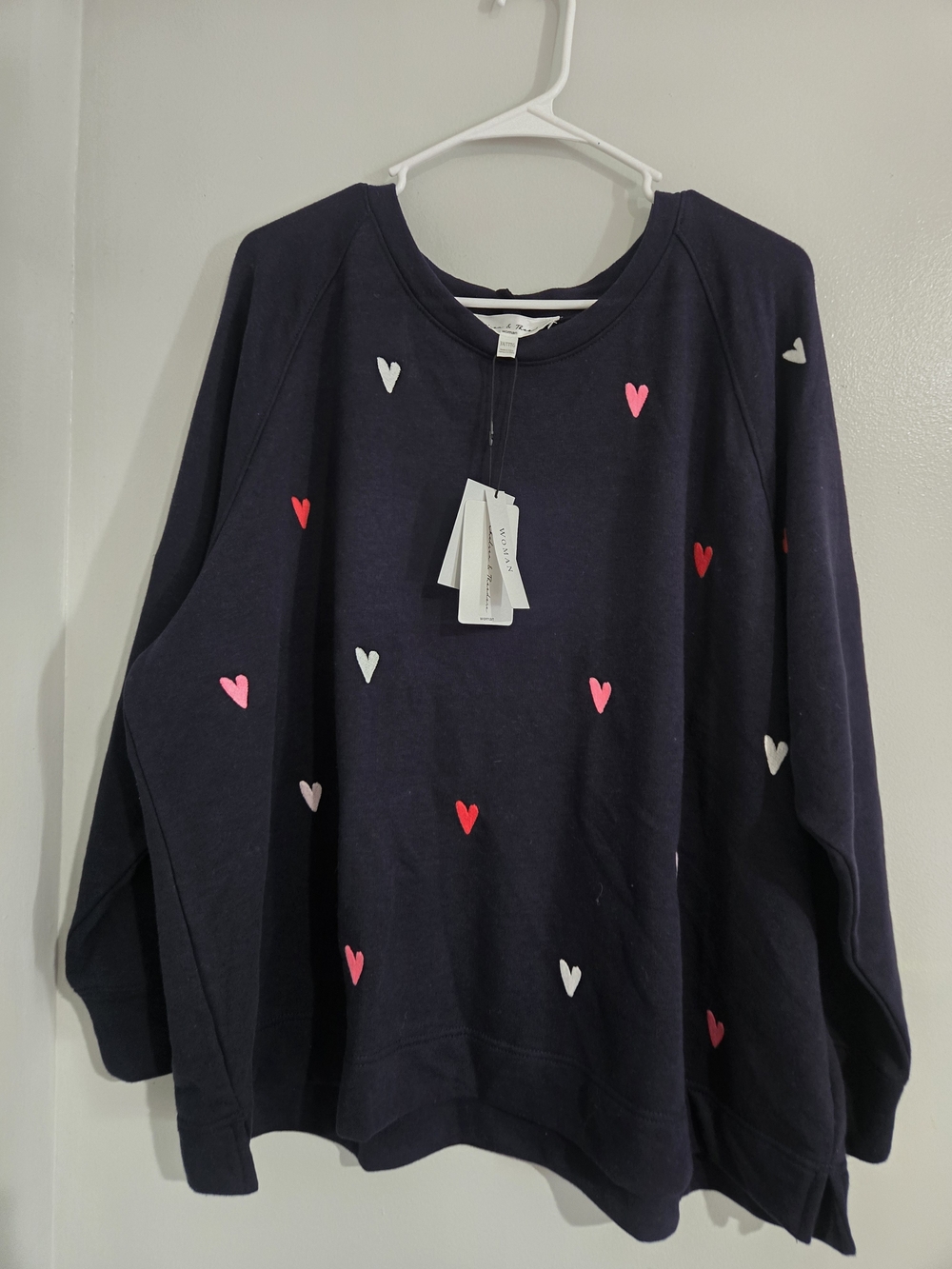 Women's Navy Heart-Print Sweatshirt